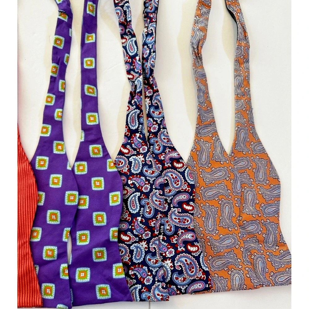 Cremieux Bow Tie 100% Silk Geometric Paisley Lot 4 Pink Purple Orange NEW